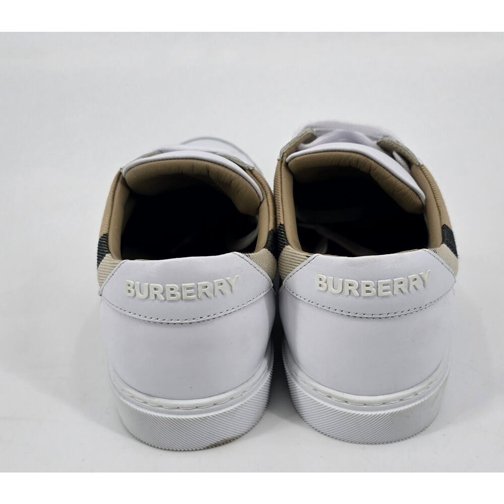 Burberry Women’s Salmond Vintage Check Low Top Sneakers White Beige 38.5 NWOB - Picture 5 of 10